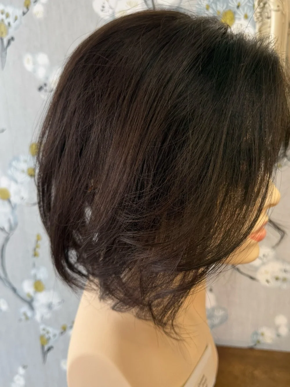 Human Hair Brown Topper, Lightweight lace base, no glue needed